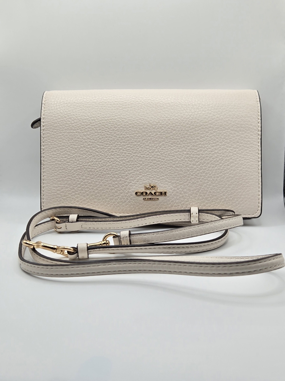 Coach Chalk White Pebbled Leather Flap Crossbody EUC